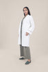 Embroidered long coat in linen cotton blend